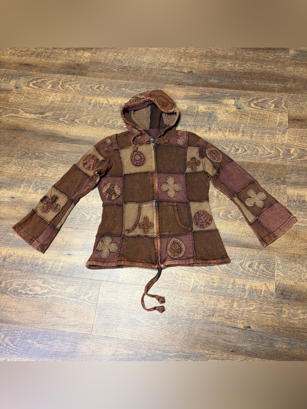 Kathmandu Imports Patchwork Zip Hoodie Small Nepal Hippie Boho Festival Hippie
